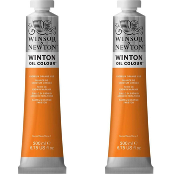 2PK Winsor & Newton 200ml Winton Oil Colour Paint Tube Cadmium Orange Hue