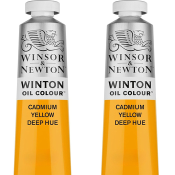 2PK Winsor & Newton 200ml Winton Oil Colour Paint Tube Cadmium Yellow Deep Hue