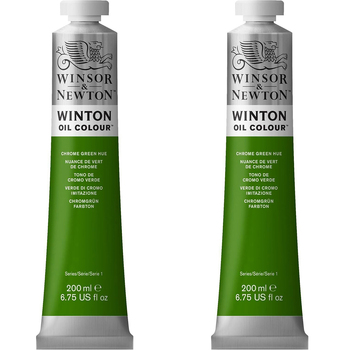 2PK Winsor & Newton 200ml Winton Oil Colour Paint Tube Chrome Green Hue