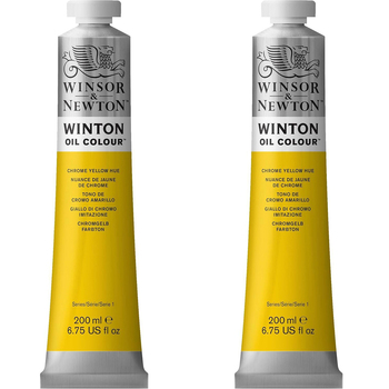 2PK Winsor & Newton 200ml Winton Oil Colour Paint Tube Chrome Yellow Hue 164