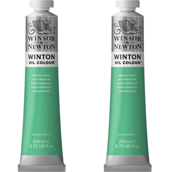 2PK Winsor & Newton 200ml Winton Oil Colour Paint Tube Emerald Green