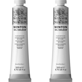 2PK Winsor & Newton 200ml Winton Oil Colour Paint Tube Flake White Hue 245