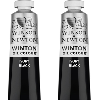 2PK Winsor & Newton 200ml Winton Oil Colour Paint Tube Ivory Black