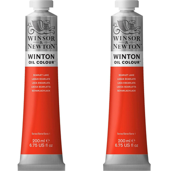 2PK Winsor & Newton 200ml Winton Oil Colour Paint Tube Scarlet Lake