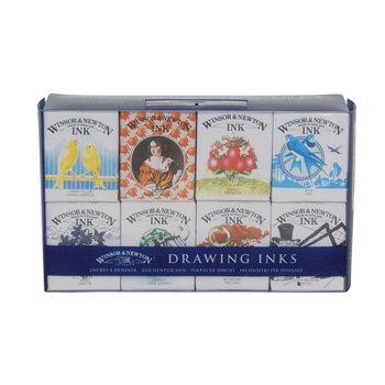 8pc Winsor & Newton 14ml Art Drawing Ink Bottle Set