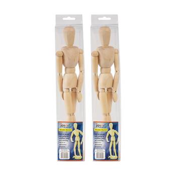 2PK Jasart Wooden Manikin Drawing Aid 12in Male - Natural