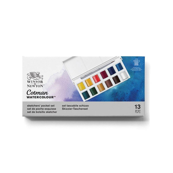 Winsor & Newton Cotman Sketchers 12-Watercolour Half Pan Pocket Box w/Brush