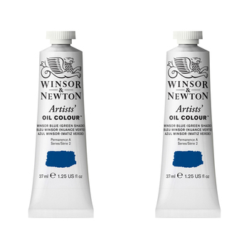 2PK Winsor & Newton Artists Oil 37ml Paint Tube Winsor Blue Green Shade S2