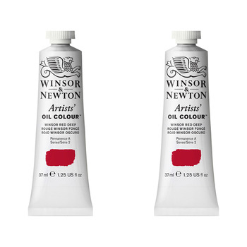 2PK Winsor & Newton Artists Oil Colour 37ml Paint Tube Winsor Red Deep Series 2