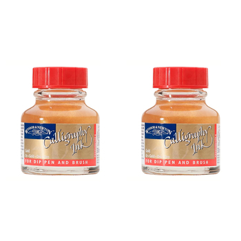 2PK Winsor & Newton 30ml Calligraphy Ink Bottle - Metallic Gold