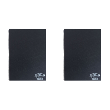 2PK Winsor And Newton Wire Bound Visual Diary A3 Black Paper