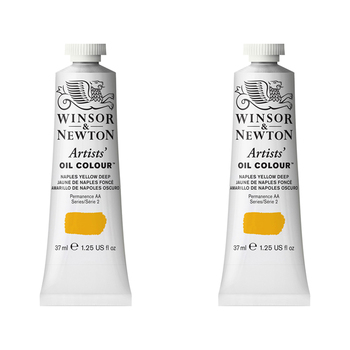 2PK Winsor & Newton Artists Oil Colour 37ml Paint Tube Naples Yellow Deep S2