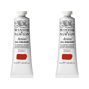 2PK Winsor & Newton Artists Oil Colour 37ml Paint Tube Transparent Maroon S2