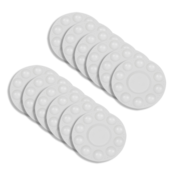 12PK Jasart Round Painting Plastic Colour Palette - 19x21cm