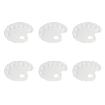 6PK Jasart Kidney Plastic Mixing Colour Palette - 17x28cm