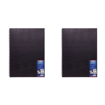 2PK Jasart  A3 Wire Bound 60-Sheets Visual Diary - Black/White