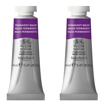 2PK Winsor & Newton 14ml Professional Watercolour Tube Permanent Mauve S3