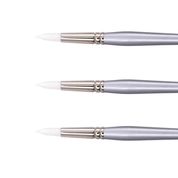3PK Jasart White Taklon Round Acrylic Paint Brush - Size 20/0