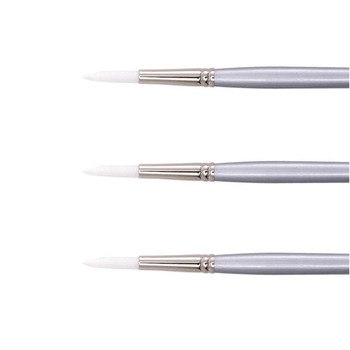 3PK Jasart White Taklon Long Liner Art Painting Brush - Size 8