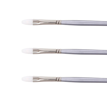 3PK Jasart White Taklon Angle Art Painting Brush - Size 1/4