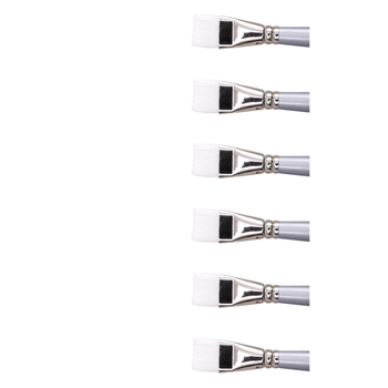 6PK Jasart White Taklon Short Flat Paint Brush - Size 1/16