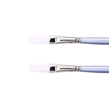 2PK Jasart White Taklon Long Flat Paint Brush - Size 3/8