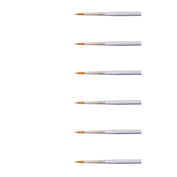 6PK Jasart Hangsell Gold Taklon Round Brush - Size 3/0