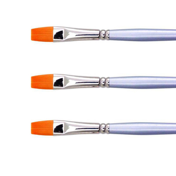 3PK Jasart Hangsell Gold Taklon Short Flat Brush - Size 6