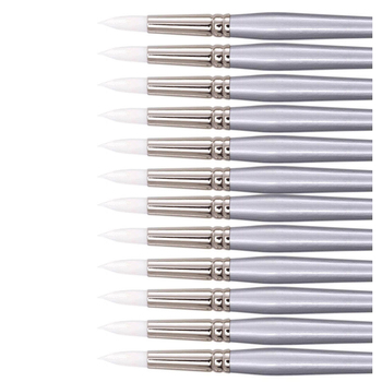 12PK Jasart White Taklon Round Acrylic Paint Brush - Size 2/0