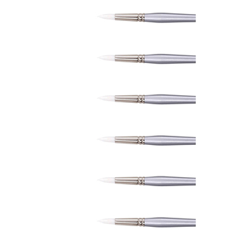 6PK Jasart White Taklon Round Acrylic Paint Brush - Size 8