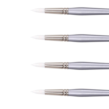 4PK Jasart White Taklon Round Acrylic Paint Brush - Size 10