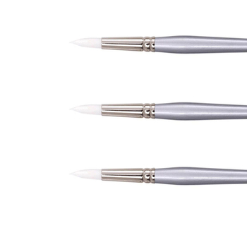 3PK Jasart White Taklon Round Acrylic Paint Brush - Size 12