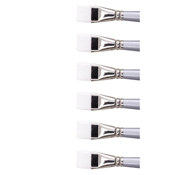 6PK Jasart White Taklon Short Flat Paint Brush - Size 3/16