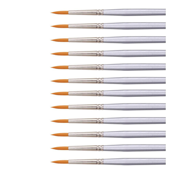 12x 12pc Jasart Gold Taklon Round Brush Set - Size 3/0