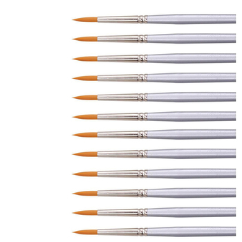 12x 12pc Jasart Gold Taklon Round Brush Set - Size 2/0