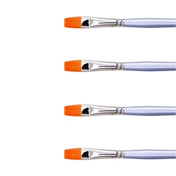 4x 12pc Jasart Gold Taklon Short Flat Brush Set - Size 8