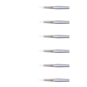 6PK Jasart White Taklon Round Acrylic Paint Brush - Size 7