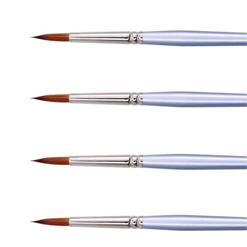 4PK Jasart Red Sable Round Oil/Watercolour Brush - Size 2/0