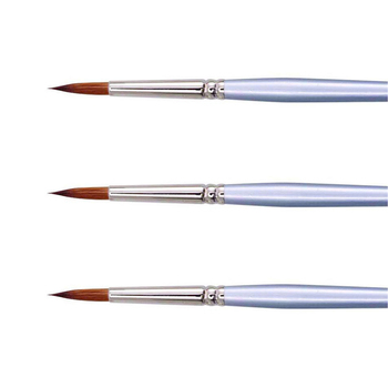 3PK Jasart Red Sable Round Oil/Watercolour Brush - Size 0