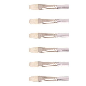 6PK Jasart Interlocking Hog Bristle Flat Brush - Size 2