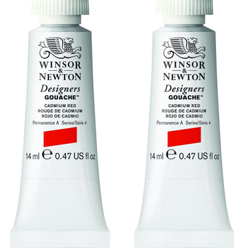 2PK Winsor & Newton 14ml Designers' Gouache Cadmium Red S4