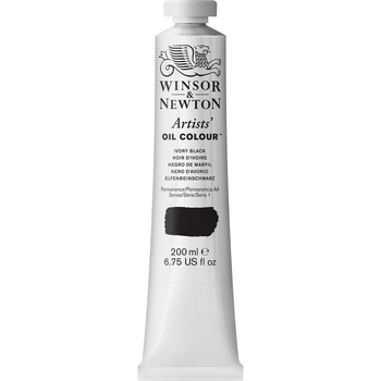 Winsor & Newton Artists Oil Colour 200ml Paint Tube Ivory Black Series 1