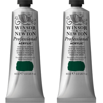 2PK Winsor & Newton 60ml Professional Acrylic Colour Tube Perylene Green S4