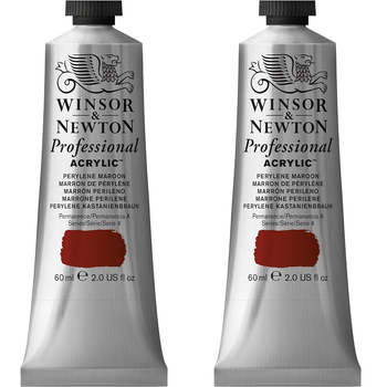 2PK Winsor & Newton 60ml Professional Acrylic Colour Tube Perylene Maroon S4