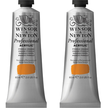 2PK Winsor & Newton 60ml Professional Acrylic Colour Tube Pyrrole Orange S4
