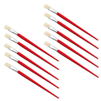 10PK Jasart Flat Head Hog Bristle Glue/Paste Brush - 19cm