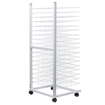 Jasart 36-Tray Metal Art Drying Rack w/ Wheels 133cm - Silver