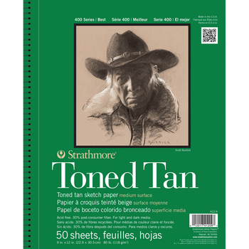 Strathmore 400 Series Toned Pad Tan Wire 9''x12'' 50 Sheets
