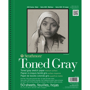 Strathmore 400 Series Toned Pad Grey Wire 9''x12'' 50 Sheets