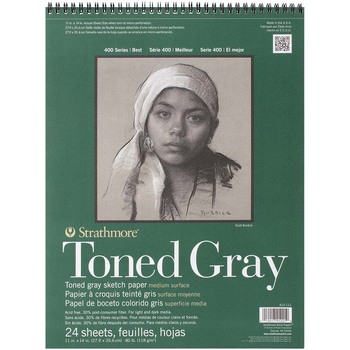 Strathmore 400 Series Toned Pad Grey Wire 11''x14'' 24 Sheets